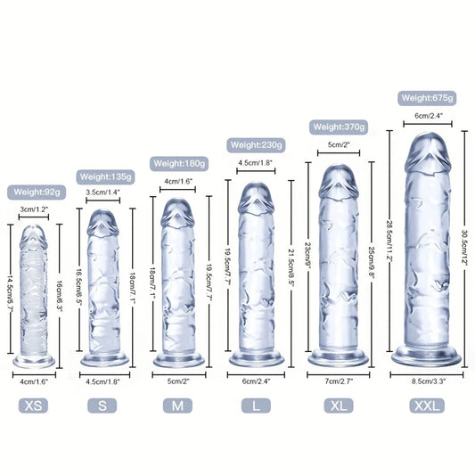 Gjennomsiktig dildo med sugekopp